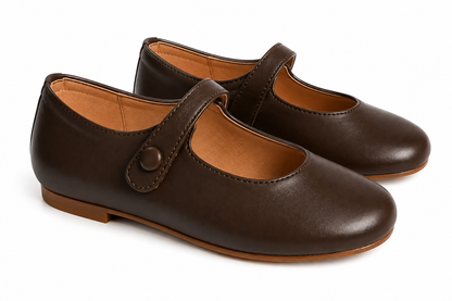 Genuine Leather Mary Jane girl shoes. Private school Mary Jane shoes. Dark brown Mary Jane leather shoes.